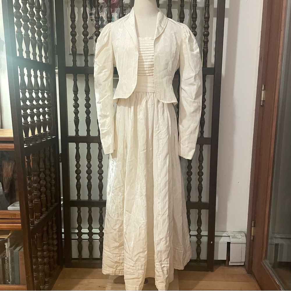 RARE Laura Ashley Vintage 80s Ivory Bridal Wedding Midi Dress & Jacket 12 *READ*